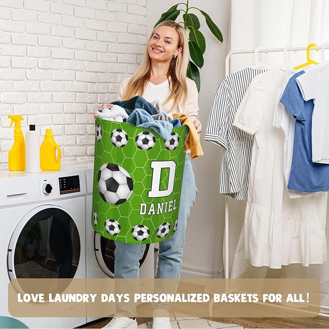 Custom Name Laundry Basket, Personalized Collapsible Laundry Hamper with Name for Bathroom Bedrooms, Customized Dirty Clothes Hamper Storage Basket Gifts for Kids Boys Girls Baby Men Women