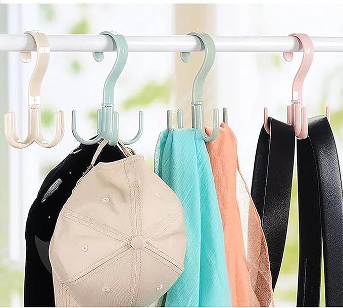 8 Pcs 4 Claws Closet Hangers, Clothes Hanger Connector Hooks 360 Degree Rotatable Thickened Strong Load Closet Hanger Hook for Clothes Hats Bags Random Color