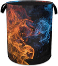 Red Blue Fire Laundry Basket Collapsible Laundry Hamper, Oxford Cloth Storage Bin for Room/Bathroom/Bedroom/Dormitories 16" X 20.8"