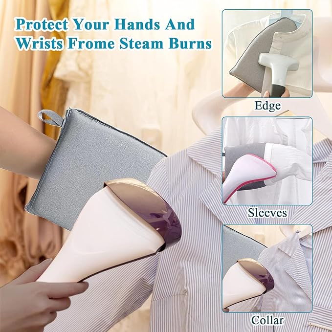Steamer Board for Clothes - 35"x17.5" Hanging Steamer Board with Ironing Glove, Over Door Foldable Steam Stand, 360° Rotatable Hook, Garment Steamer Rack for Steaming & Ironing