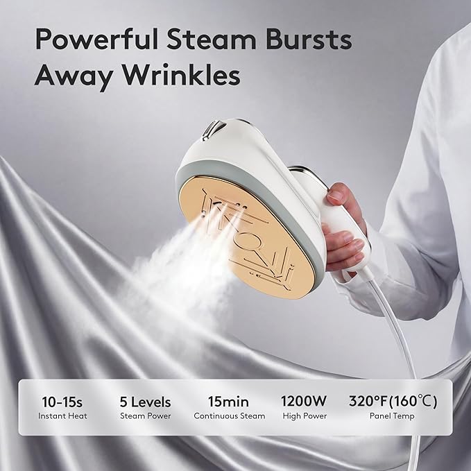 Travel Steamer for Clothes – 2026 Upgrade #1! 1300W Power 【160mL Tank & 10s Heat-Up】, 110-240V, 180° Rotating Handle, 6 Modes Ultra-Slim LCD Display – Perfect for Home & World Travel.