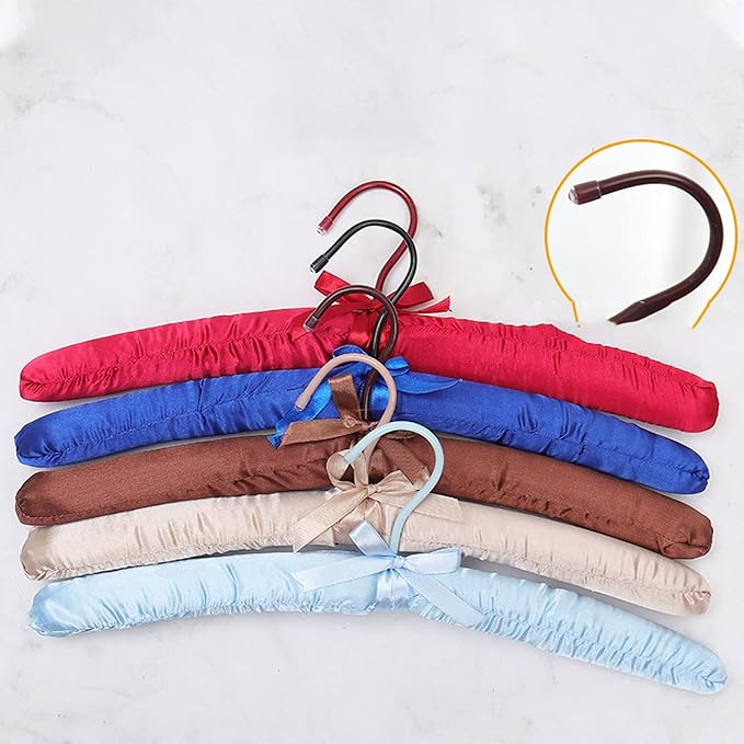 Padded Hangers for Clothes Satin Hangers Clothes Hangers Padded Hanger for Women Sweaters (Solid Color-5pcs)