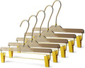 Acrylic Clip-Hangers Brown for Pants, Skirts and Shorts with 360 Degree Silver/Golden Hook | Space Saving & Non-Slip | 5 Pack