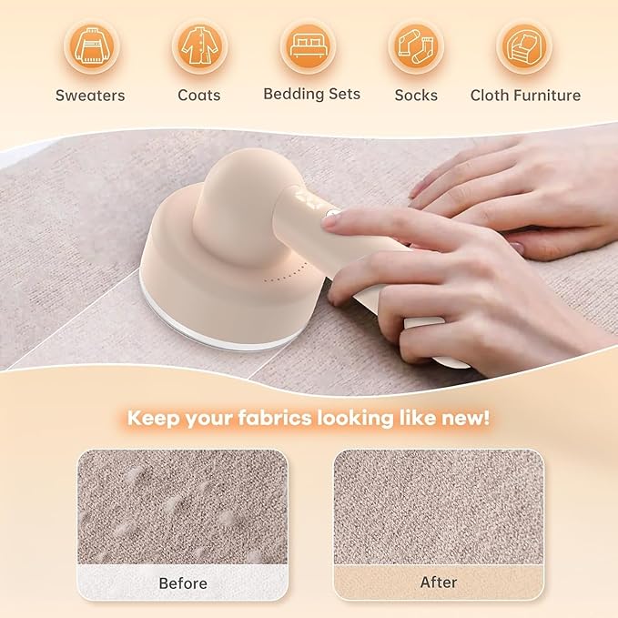Fabric Shaver Lint Remover, Electric Lint Shaver with 3-Gears and 6-Blades, Sweater Shaver, Clothes Shaver, Fabric Pilling Remover, Fabric Shaver for Furniture, Electric Lint Remover for Clothes