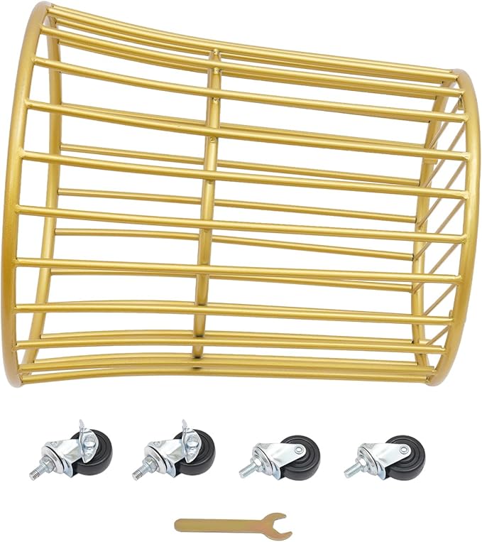 Metal Laundry Basket, Laundry Basket Cart with Wheels for Laundry Room, Rolling Laundry Basket with Wheels, Easy Moved Basket for Organizer (Gold)