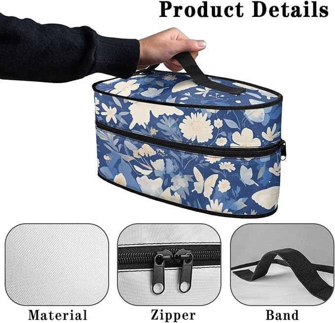Butterfly Flower Leaves Iron Portable Storage Bag for Travel Full Size Iron Tote Bag Compatible with Mini Project Steam Irons Portable Iron Protective Cover