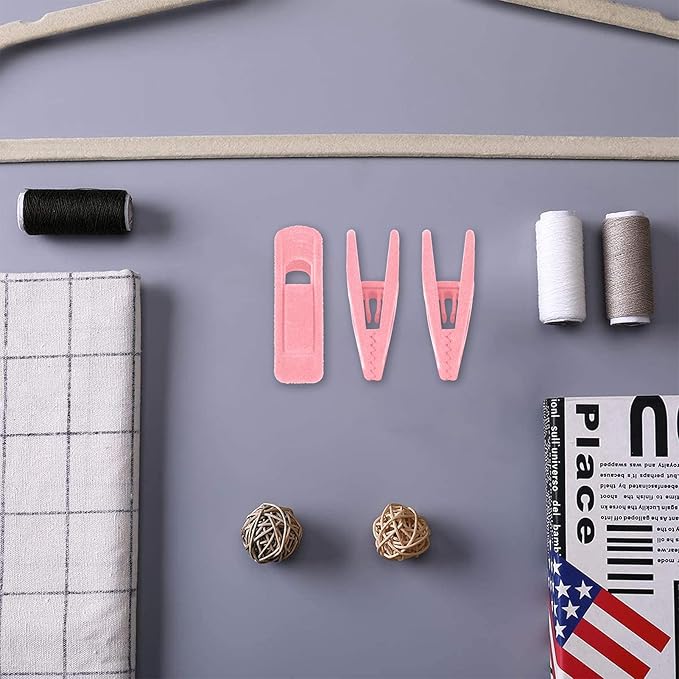 Trgowaul Blush Pink Velvet Hangers Clips, Pants Hangers Velvet Clips, Strong Finger Clips Perfect for Thin Velvet Hangers (20 Pcs, Blush)