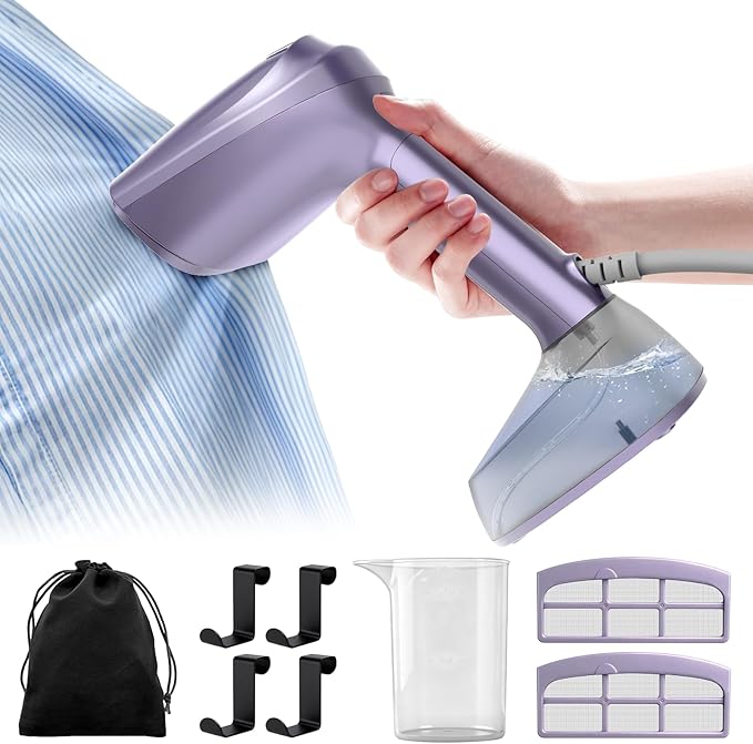 Vacuum Steamer for Clothes, 3500Pa Suction Handheld Clothes Steamer,Multiple mode adjustment，Portable Travel Steamers for Clothes, Steaming & Ironing 2 in 1，400ml Water Tank (for 110-120V)