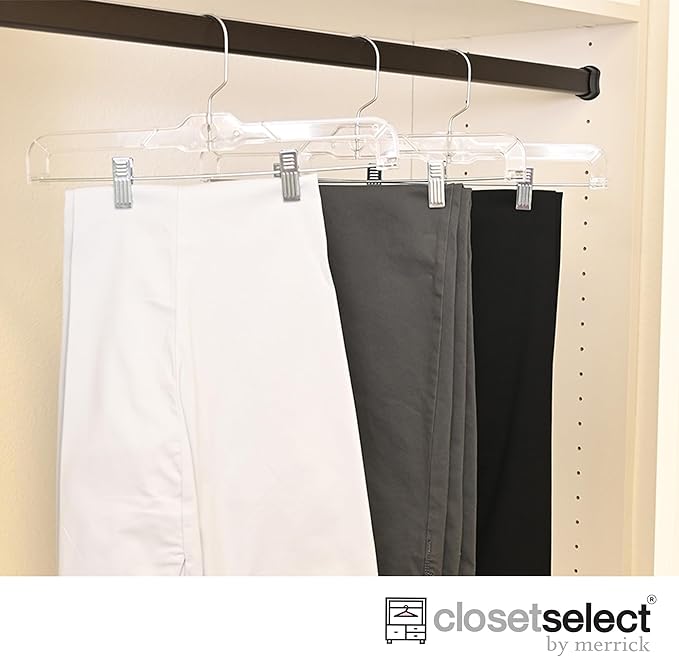 24 Pack Crystal Clear Skirt Slack Hanger, for Everyday Skirts, Pants, Shorts, More