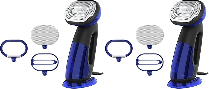 Conair 2-in-1 Handheld Steamer and Iron for Clothes,Turbo ExtremeSteam 1875W Garment Steamer and Clothing Iron,Black/Blue,(Pack of 2)