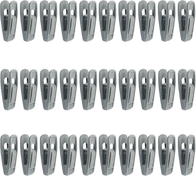30 Pack Grey Velvet Hanger Clips, Strong Hanger Clips Perfect for Organizing Skirts/Pants/Thin Felt Hangers