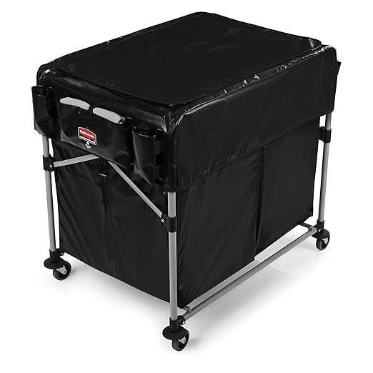 Rubbermaid Commercial Products Collapsible X Cart, Black Multistream, Steel Industrial Laundry/Trash Cart with Wheels for Hotels/Hospitals/Nursing Homes/Offices