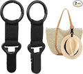 Niveaya Hat Clip for Travel on Bag - 2 Pack, Vacation Beach Cruise Essentials Accessory for Travel Handbag Backpack Luggage, Securely Hold to Keep Hat Shaped, Hands-Free, Black+Black