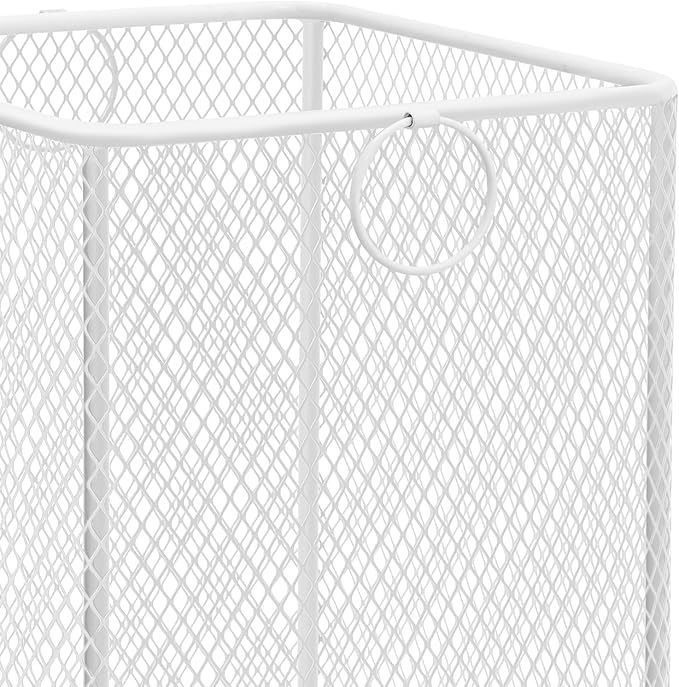 Rolling Laundry Basket Cart, Metal Laundry Hamper with Wheels, Laundry Organizer Basket Cart, Clothes Storage Organizer Hamper for Living Room,Bathroom,Closet (White, Square)