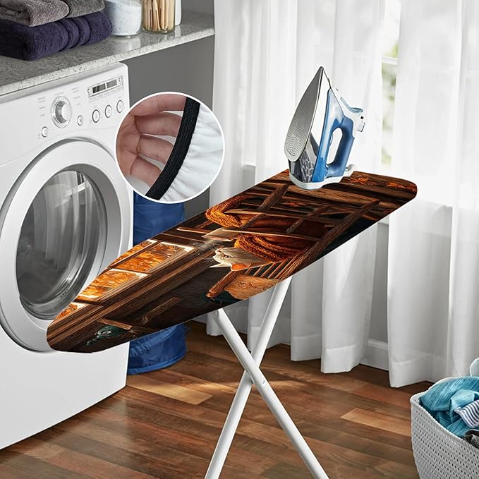 Nuxovilar Cat in Rocking Chair Pattern Ironing Board Cover, 15 * 54inch, Fits Most Standard Boards, Ironing Accessory, Home Decor