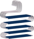 Devesanter Space Saving Non-Slip 6 Pack S-Shape Trousers Hangers - Stainless Steel Closet Storage Organizer for Pants, Jeans & Scarves - Blue