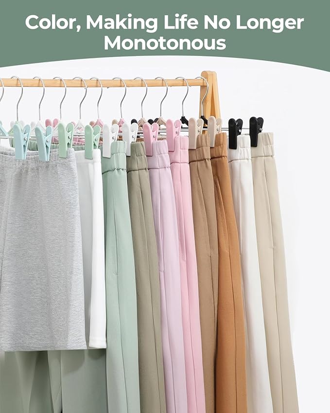 Northern Brothers Space Saving Pants Hangers with Clips, 50 Pack, Green, Plastic