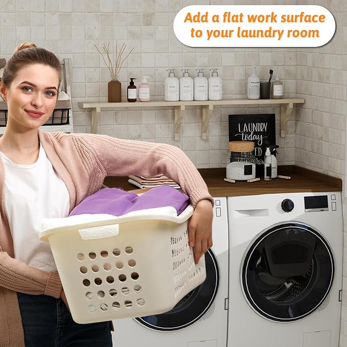Washer Dryer Countertop, 54" Width * 27.4” Depth Washer and Dryer Covers for The Top for Laundry Room Organization, Washer and Dryer Countertop Shelves, Walnut