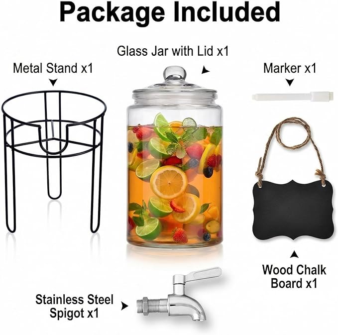 1 Gallon Drink Dispenser with Stand, Drink Dispensers for Parties, Christmas, Beverage Dispenser with 100% Leakproof Spigot, Ideal for Lemonade, Juice, Water, Laundry Detergent Dispenser