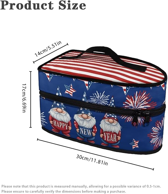 New Year Gnome Steam Iron Storage Bag for Travel or Storage Colorful Easy to Clean Clothes Iron Storage Case Universal for Most Iron