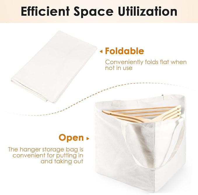 Triangle/Square Hanger Storage Bag, Canvas Material, Foldable, White