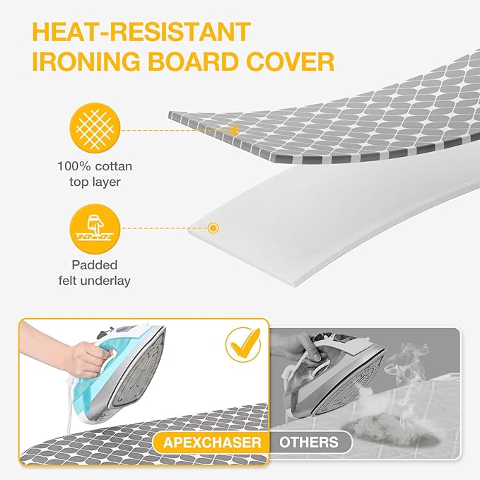 APEXCHASER Foldable Ironing Board, Tabletop Small Iron Board with Heat Resistant Covers, Portable Folding Mini Iron Table with Non-Slip Feet for Home, Laundry Rooms, Dorms, Travel Use, Yellow