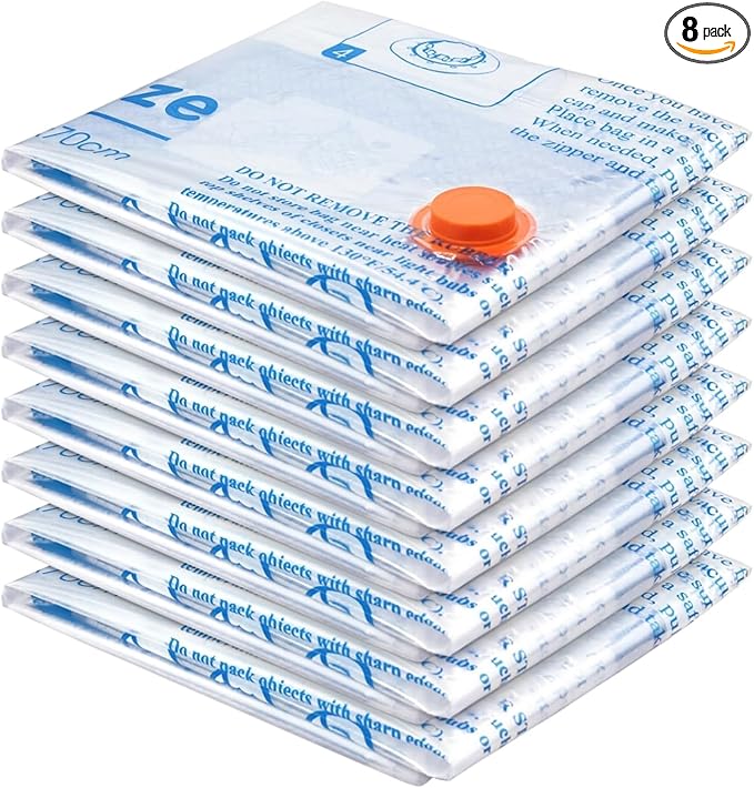 MEIQIHOME Vacuum Storage Bags, Space Saver Sealer Bags,Vacuum seal bags for clothing, Pillows, Comforters, Blankets, Bedding,8 MEDIUM