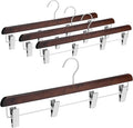 4 Pcs Kilt Hanger 20 Inches Wooden Duty Skirt Hangers with 4 Clips for Closet (Nut Brown)