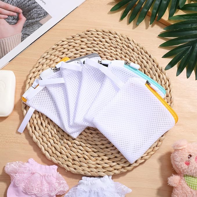 6pcs Laundry Bags Zipper Wash Bags Mini Mesh Washing Net Foldable Washing Machine Soap Pouch Saver Laundry Pouch for Underwear Panties Small Accessories