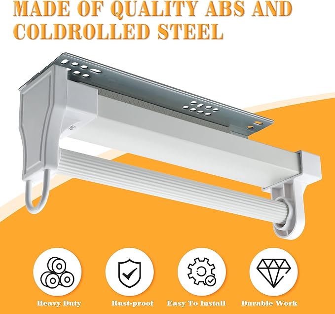 Alise 10 Inch Pull Out Clothes Hanger Rack with Automatic Soft-Close Mechanism for Closets, Heavy Duty Metal Rod Organizer for Coats, Pants, and More, White