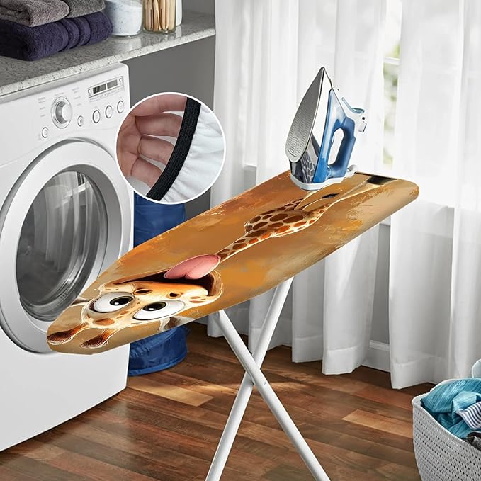 Nuxovilar Cartoon Giraffe Pattern Ironing Board Cover, 15 * 54inch, Fits Most Standard Boards, Ironing Accessory, Home Decor