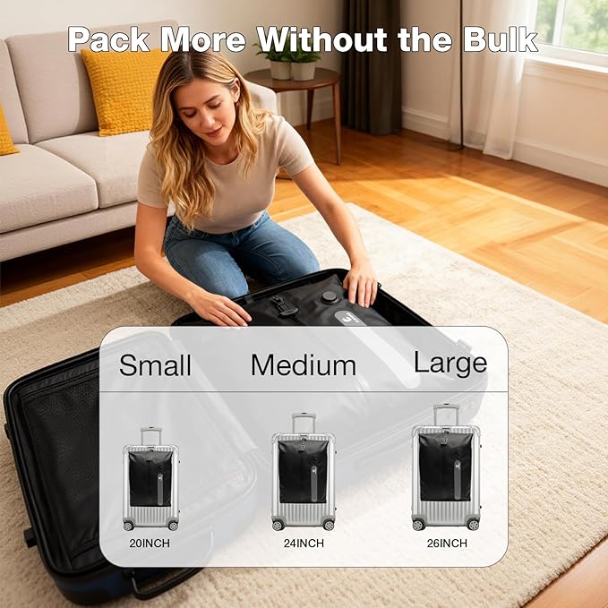 Travel Vacuum Storage Bags with Pump, 3 Pcs IP68 Reusable Extra Large Vacuum Storage Bags, Space Saver Vacuum for Clothes, Blanket, comforter, Storage Bag, Fits 20-28 Inch Suitcase