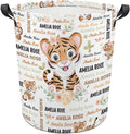 Tiger Laundry Basket,Personalized Laundry Hamper for Boys Girls,Custom Laundry Basket With Name, Customized Dirty Clothes Hamper for Bathroom Bedrooms,M-19.5"X 15.7"