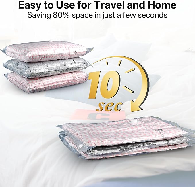 Travel Vacuum Storage Bags with Cordless Rechargeable Pump, Space Saver Compression Packing Seasonal Seal Bag for Clothing Bedding Blanket Pillows (15 Combo+Wireless Pump)