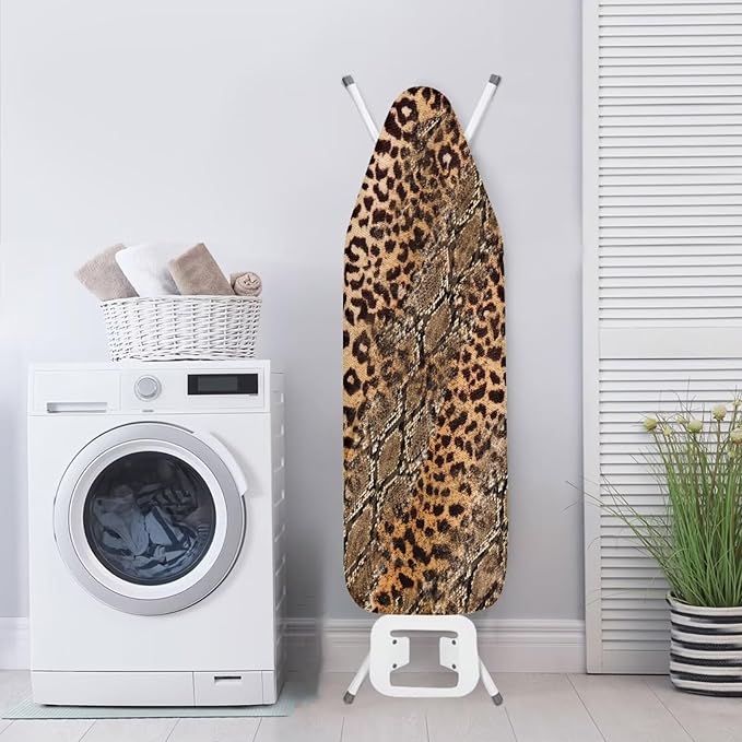 GLENLCWE Wild Leopard Cheetah Print Ironing Board Cover Standard Sizes 15x54 Inch,Stylish Iron Board Cover Replacement Protector with Elastic Edge,Heat Reflective