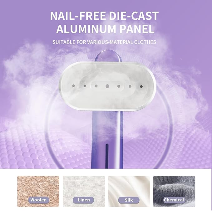 Heapsion Steamer for Clothes, 2-in-1 Portable Handheld Garment Steamer & Iron with Self-Cleaning, 1200W Powerful & 30s Fast Heat-Up, Large Ceramic Panel, for Travel, Home and Office Use Mini, Purple