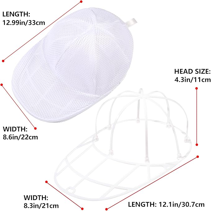 Hat Washer Cage for Baseball Caps, Durable Cap Form Holder for Washing Machine & Dishwasher | Hat Cleaning Kit, White - 1 Pack