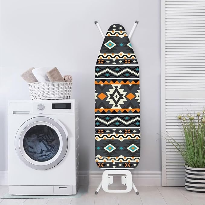 SEANATIVE Ethnic Tribal Ironing Board Cover Stretchy Adjustable Ironing Board Replacement Sleeve Thick Stain Resistant Cover with Padding 54 x 14 Inch,Green