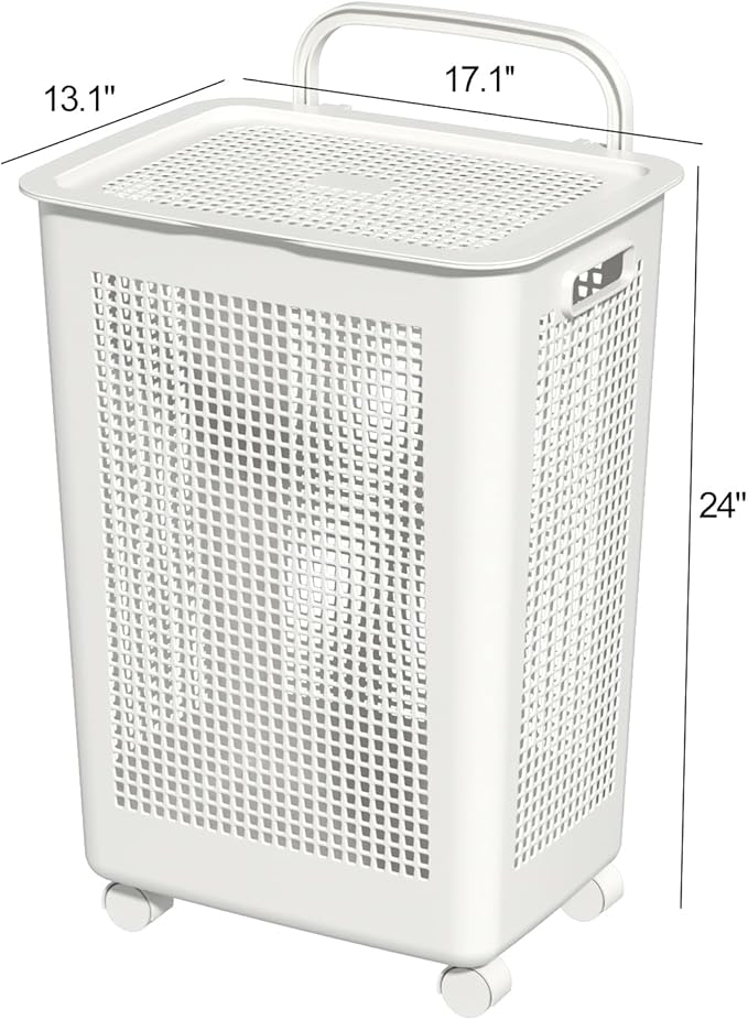4 Packs 65 Liters Laundry Hamper Baskets with Lids and Wheels, Large Plastic Clothes Baskets
