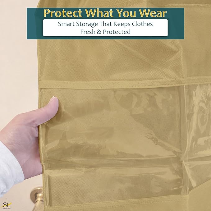 65" Garment Bags for Hanging Clothes, Pack of 3 Suit & Dress Covers for Storage and Travel, Long Gown Bags with Zipper, Warm Mocha