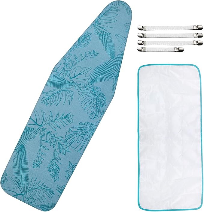 Dalykate Ironing Board Cover 21 x 57 with Scorch and Stain Resistant Thick Padding and Elasticized Edge Ironing Board Covers 4 Fasteners and 1 Protective Scorch Mesh Cloth