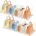 SOYO Adjustable Clear Purse Organizers for Closet, Acrylic Shelf Divider for Bag and Purse Storage, Pocketbook and Handbag Organizer, Bookshelf Separator Organizers for House, Office Use, Clear，2pc