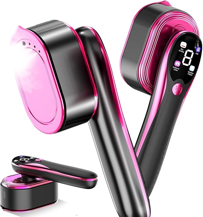 Travel Steamer for Clothes, 1200W Portable Handheld Steamer for Clothes, Portable Steam with LCD Display, 10s Fast Heat-Up, 2-in-1 Powerful Wrinkle Remover for Home & Travel
