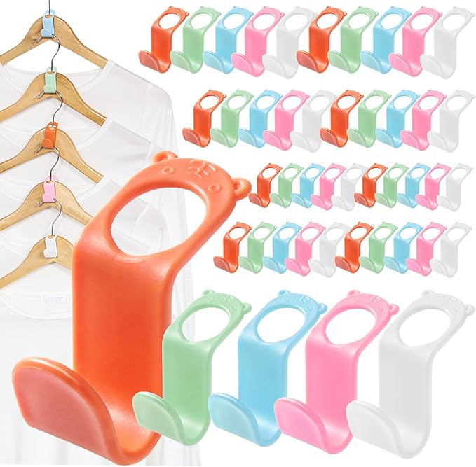 SLMT Clothes Hanger Connector Hooks 50PCS Space Saving Extender Clips for Closet Organization Dorm Room Essentials Cascading Saver Organizers and Storage