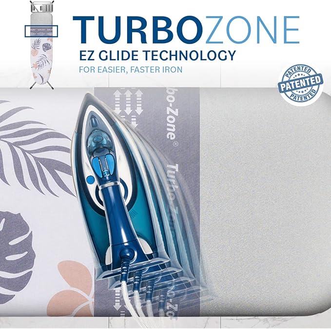 Bartnelli Heavy Duty Ironing Board 48x15 | Designed & Made in Europe with Patent Technology, Turbo & Park Zone