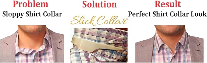 Slick Collar Shirt Collar Support System set with 3 adjustable, 10 premium Collar Stays & a Durable tin Travel EDC Box in White