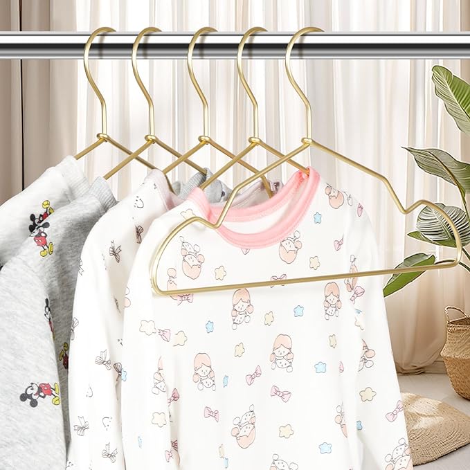 VWV Gold Aluminum Hangers, 20 Pack Baby Hangers?12.6 Inch Children Baby Hanger, Sturdy Metal Children Clothes Hangers for Wardrobe, Space-Saving Toddler Hanger