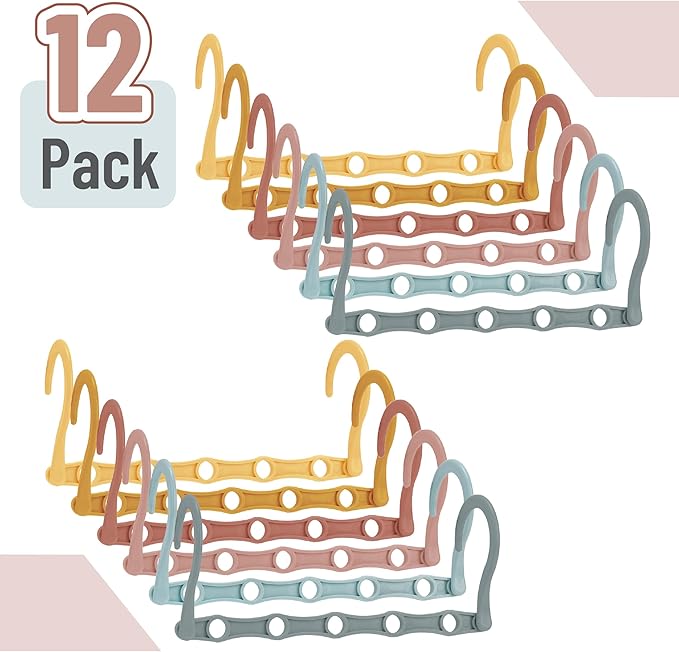 Mr. Pen- Space Saving Hangers for Clothes, 12 pcs, Pastel Horizon Colors, Plastic Multi Clothes Hangers Space Saving, 5 Slots, 360° Rotating Hooks