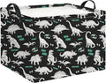 Rectangle Storage Basket with Handles,Collapsible Storage Bin,Books Box,Gift Basket(Green Word Dinosaur)