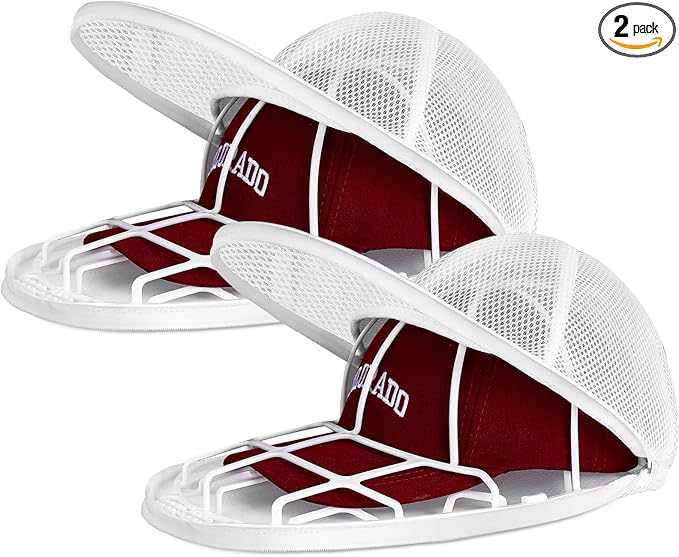 Hat Washer for Washing Machine & Dishwasher – 2-Pack Cap Washer Cage for Baseball Hats, Protects Shape During Cleaning, Works with Flat or Curved Brim Caps